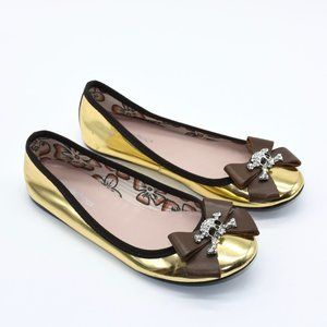 Town Shoes Gold Skull Embellished Flats 36